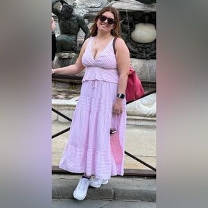 American Eagle Outfitters Pink Striped Maxi Skirt